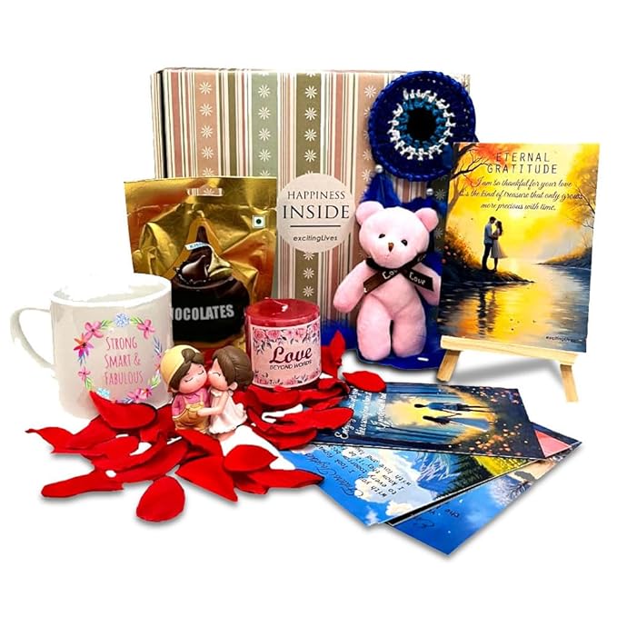 Aesthetic Gift Hamper for Her — Mug, Teddy, Chocolates & Cards